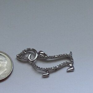 10k White Gold Diamond Dachshund Puppy Dog Pendant